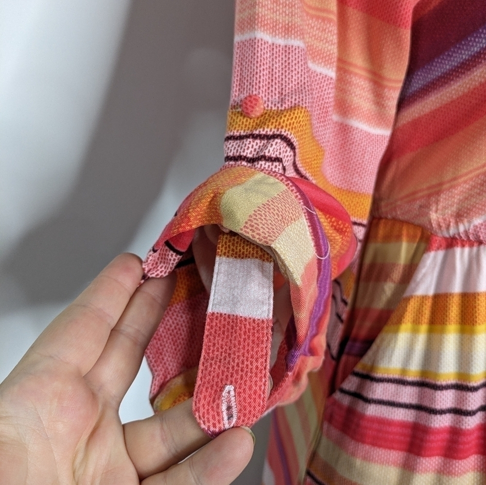 ✨3/$15 Torrid pink orange yellow striped drawstring waist dress 10 - Picture 3 of 11